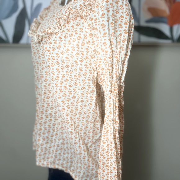 Madewell Cream and Orange Floral Blouse - Picture 2 of 6